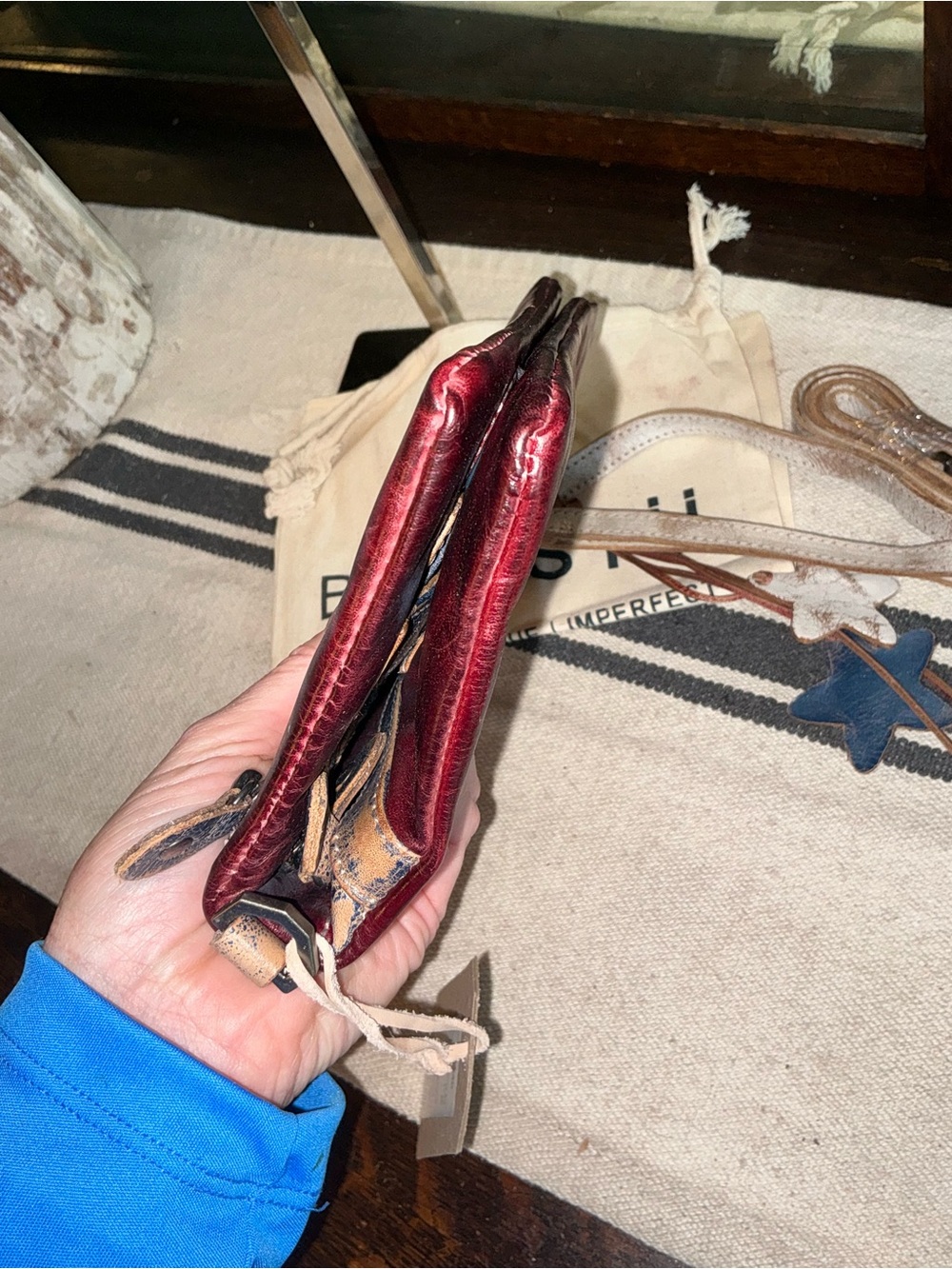 NWT Bed Stu Cadence Wallet Wristlet Crossbody Bag Red Americana Rustic MSRP $198 - Picture 9 of 15